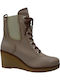 Leather Women's Ankle Boots Platform Tabac Brown