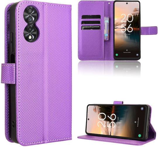 Diamond Texture Book Tempered Glass Violet (TCL 40 NXTPAPER 4G - TCL 40 NXTPAPER)