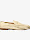 Leather Women's Loafers in Gold Color