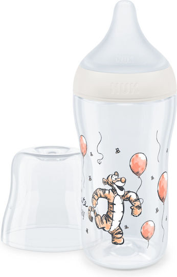 Nuk Пластмасово Бебешко Шише Winnie Pooh Perfect Match Против Колики със Силиконов Биберон за 3+ месеци White 260мл
