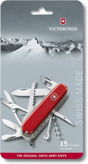 Victorinox Huntsman Cuțit Elvețian Breloc cu 15 Instrumente Roșu