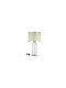 Zen Collection Glass Table Lamp with White Shade and Silver Base
