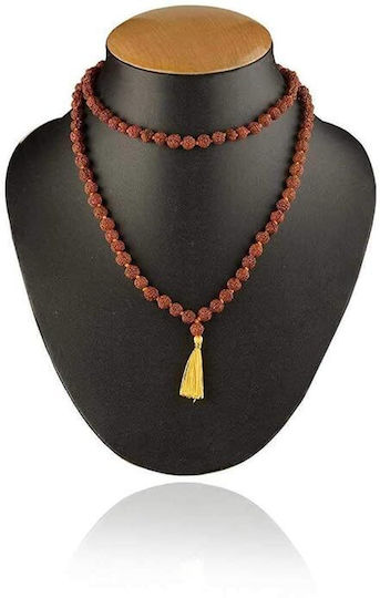 Mala Meditation 108 Natural Rudraksha Seeds Orange Tassel