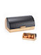 Elitehoff Bread Box with Lid made of Bamboo Black 39x28cm