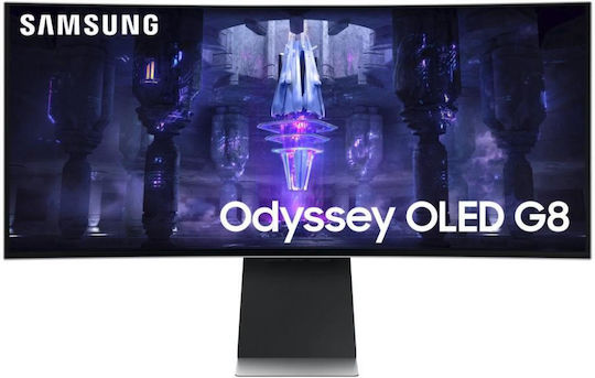 Samsung Odyssey G8 G85SD Ultrawide OLED HDR Curved Gaming Monitor 34" QHD 3440x1440 175Hz με Χρόνο Απόκρισης 0.03ms GTG Ασημί