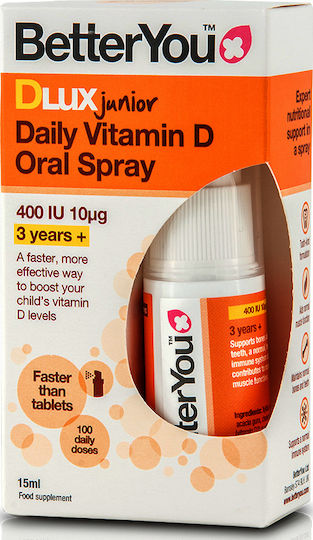 BetterYou D400 Junior Βιταμίνη Oral Spray για Ενίσχυση του Ανοσοποιητικού & την Υγεία των Οστών 400iu 10mg Μέντα 15ml
