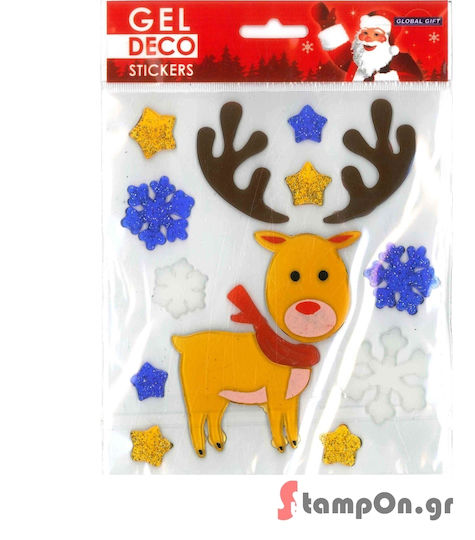 Autocolant de Crăciun Global Gift Gel Deco Ren Moș Crăciun 13x17cm 310515