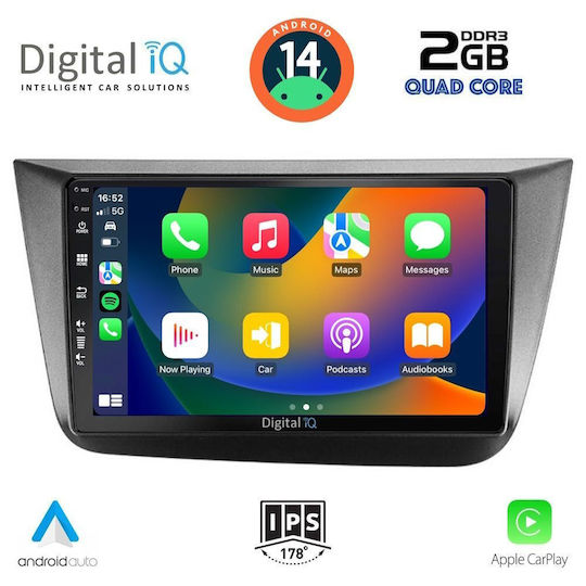 Digital IQ Ηχοσύστημα Αυτοκινήτου για Seat Altea 2004-2015 (Bluetooth/USB/AUX/WiFi/GPS/Apple-Carplay/Android-Auto) με Οθόνη Αφής 9"