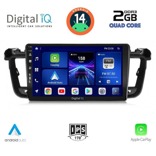 Digital IQ Car Audio System for Peugeot 508 2010-2016 (Bluetooth/USB/AUX/WiFi/GPS/Apple-Carplay/Android-Auto) with Touch Screen 9"