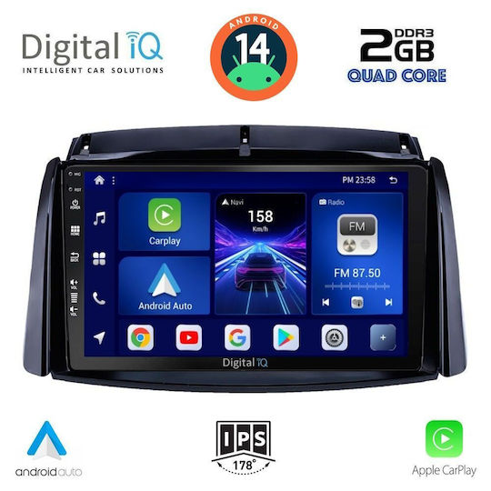 Digital IQ Auto-Audiosystem für Renault Koleos 2006-2016 (Bluetooth/USB/AUX/WiFi/GPS/Apple-Carplay/Android-Auto) mit Touchscreen 9"