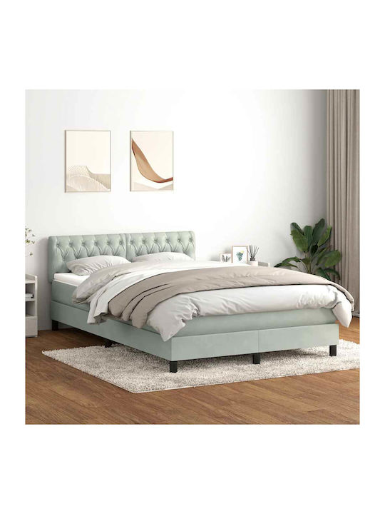 Vidaxl Boxspringbett Matratze Hellgrau 160x210cm Samt 1 Stk Doppelbett Grau