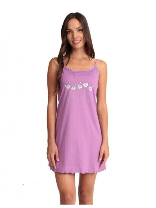 Lydia Creations Winter Women's Nightdress Dark Lilac
