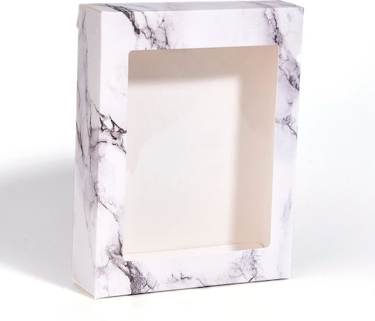 Cutie din hârtie cu model de marmură albă și fereastră 17.7x13.5cm 1buc