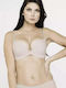 Μπεζ Strapless Σουτιέν Push Up χωρίς Μπανέλες
