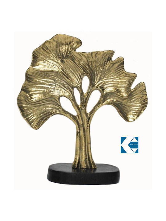 Dekorativer Metall-Goldbaum mit Holzsockel 26x8x35cm Galifas 9910838 Galifas