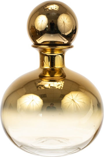 Decantor din sticlă suflată, lucrat manual, capac auriu 2/3, auriu, 7.5x28cm