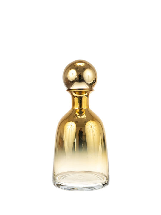Blown Glass Handmade Decanter 2/3 Gold with Gold Lid 15x32cm