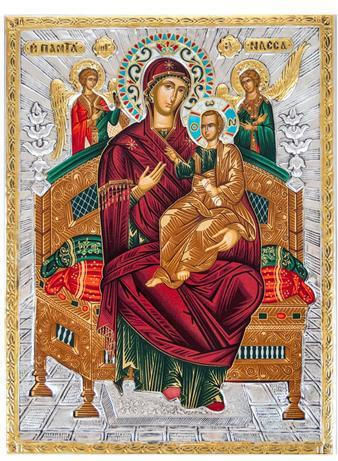Panagia Pantanassa Crafted Canvas Icon Authentic Product of Vatopedi Monastery Holy Great Monastery Vatopedi 030403000023123 26 X 19 Cm