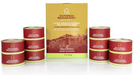 Pure Incense of Mount Athos Old Traditional Recipe 10 X 100g Authentic Product of Vatopedi Monastery Holy Great Monastery Vatopedi 28172 Desert Blossoms