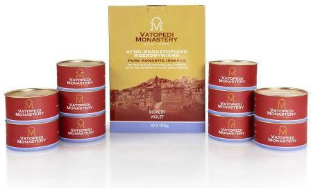 Pure Incense of Mount Athos Old Traditional Recipe 10 X 100g Authentic Product of Vatopedi Monastery Holy Great Monastery Vatopedi 28168 Violet