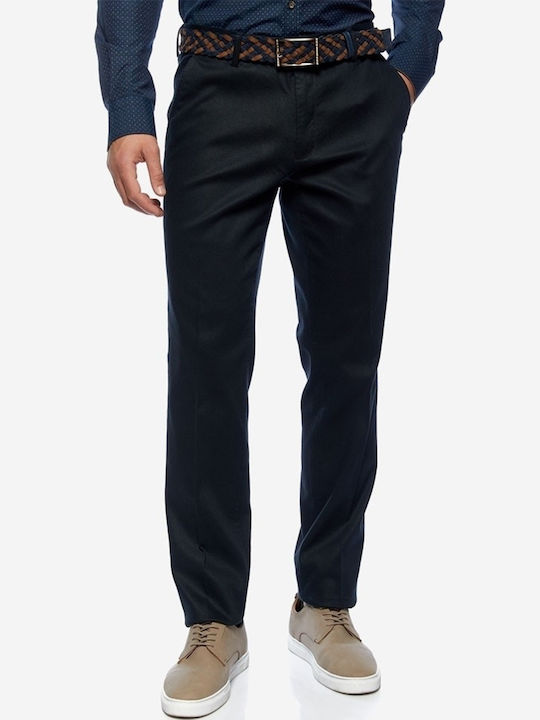 Pantaloni Bărbați Chino Elastic Regular Fit Albastru Închis