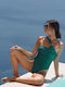 One Piece Swimsuit with Removable Padding Petrol Blue