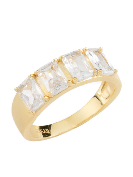 Prince Silvero Ring with Stones made of Silver Gold Plated