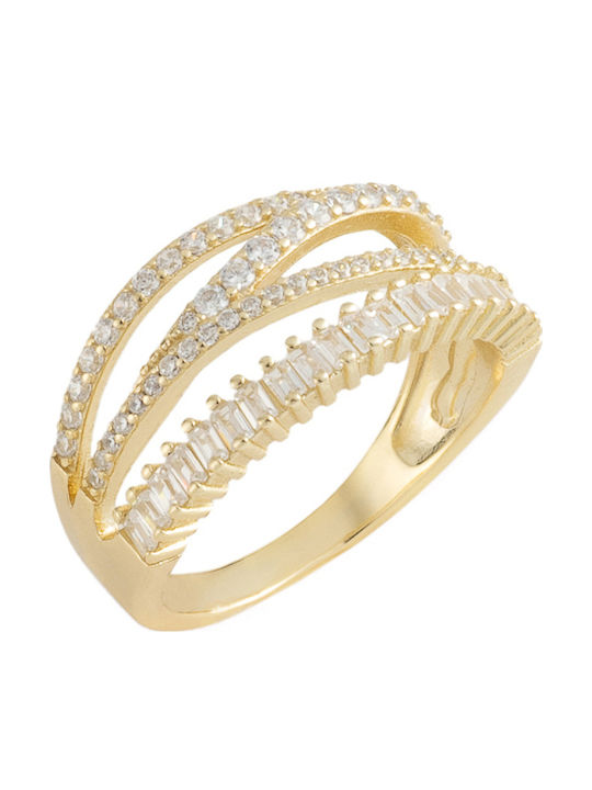 Prince Silvero Ring with Stones made of Silver Gold Plated