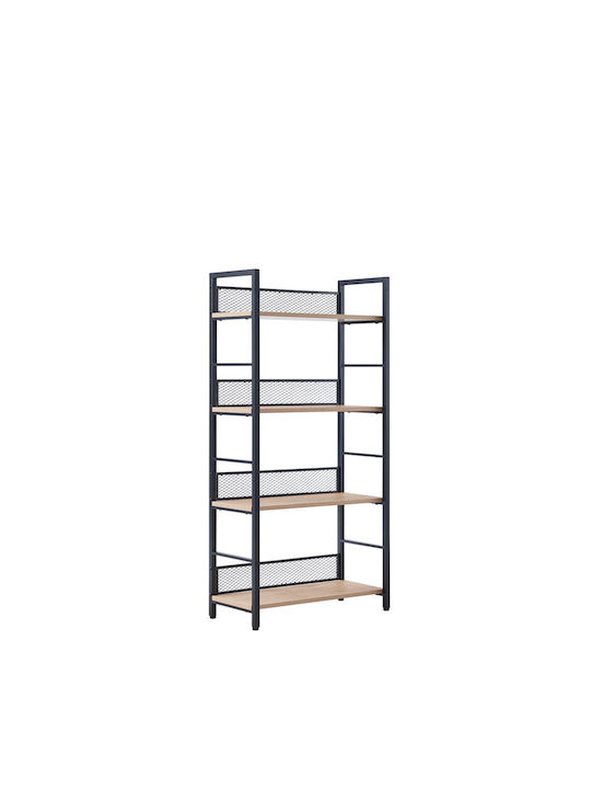 Bookcase Natural Black 60x28x60cm