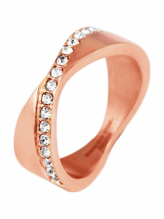 Akzent Ring with Stones made of Steel Gold Plated