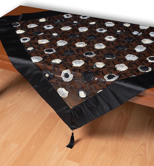 Silk Fashion Checkered 264-1 Black Velvet-Black Metal 130x130cm