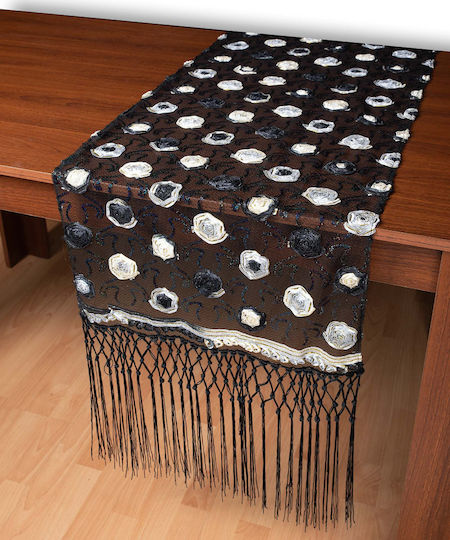 Silk Fashion Checkered 264-1 Black Velvet-Black Metal 50x200cm
