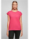 Damen Sportlich T-Shirt Hibiskus Pink