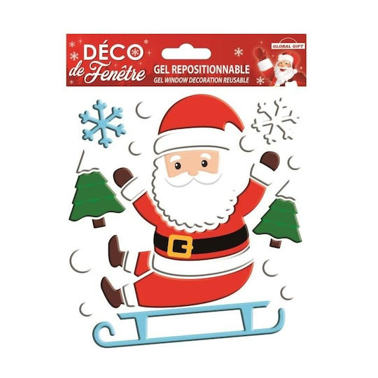 Διακοσμητικό Αυτοκόλλητο Gel Τζάμια Santa Claus Global Gift