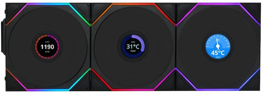 Lian Li UNI FAN TL-LCD Безжичен Вентилатор За Кутия 120мм (1900 Оборота / 54.3cfm) с ARGB Осветление 3бр