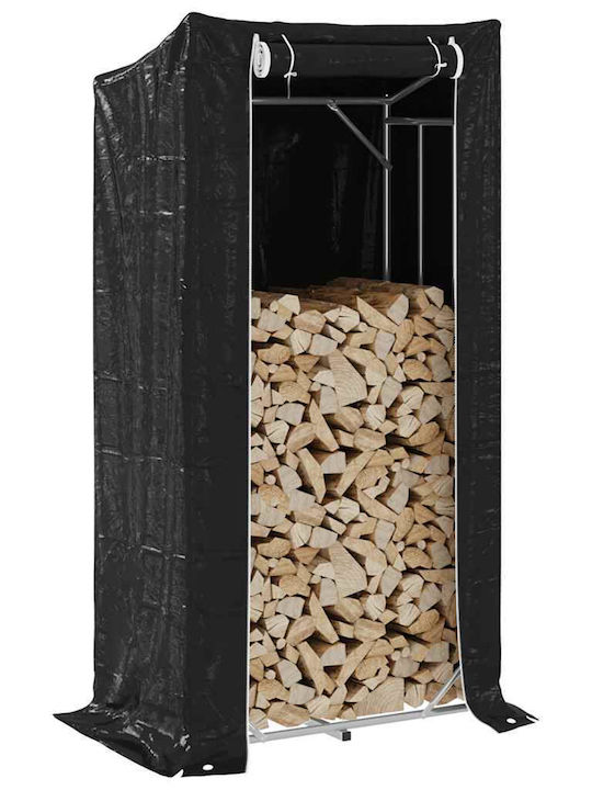 vidaXL Ξύλινο Ράφι Αποθήκευσης Ξύλων 100x60x200cm Μαύρο
