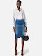 Denim Pencil Midi Skirt Blue