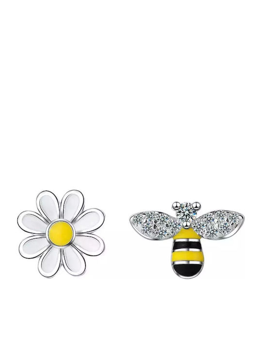 Kids Hypoallergenic Earrings Flower & Bee Silver 925 Bode 01688