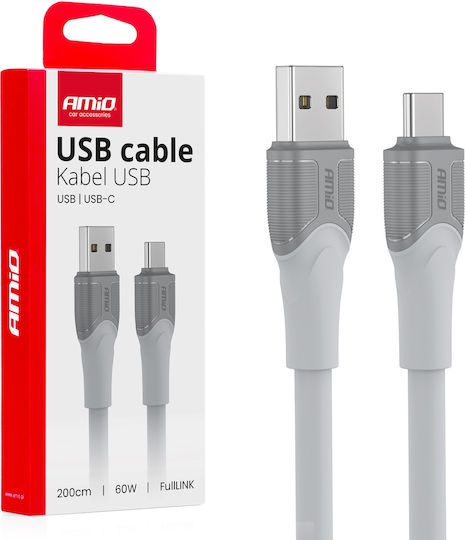 AMiO Regular USB 2.0 Cablu USB-C bărbătesc - USB-A 60W Alb 2m (04290)
