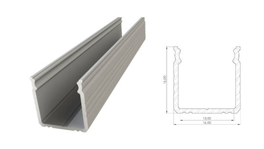 Anodized Silver Led Surface Mount Aluminum Profile 2010mm 16x16mm