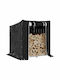 vidaXL Lemn de foc Lemn Raft Depozitare lemne 100.5x80x110.5cm Negru