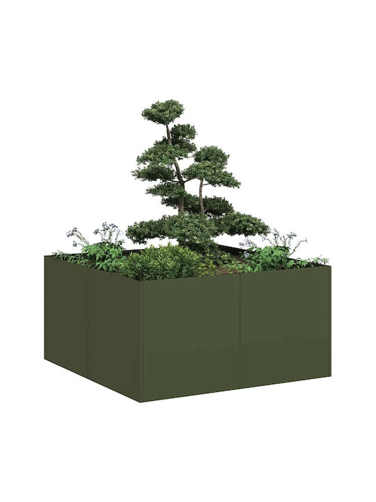vidaXL Planter Box Metallic Green 80x80x40cm.