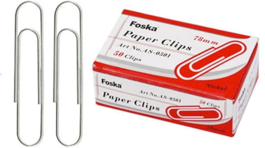 Clame de hârtie simple Foska Nr. 7 78mm 100 bucăți