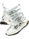 Leather Snow Boots with Rubber & Fur Warmer Silver