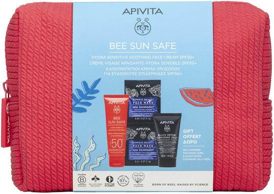 Apivita Bee Sun Safe Set with Face Sunscreen & Toiletry Bag SPF50 5pcs