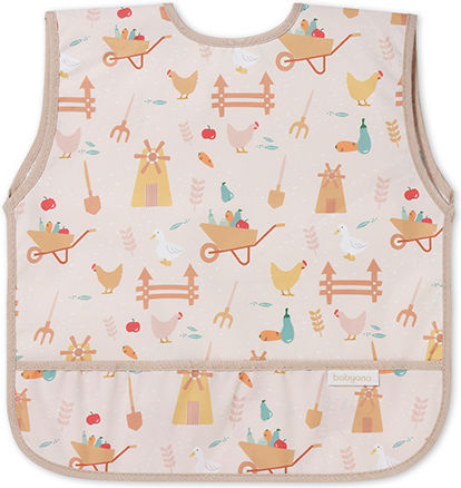 Babyono Baby Bib Waterproof Plastic Coverall with Hoop & Loop Fastener and Pocket for 6 Months+