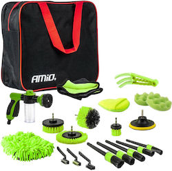 Set Perii de Lustruire și Curățare Amio 21 bucăți pentru Bormașină, Culoare Verde Amio 21 bucăți Set Perii de Lustruire și Curățare Amio 21 bucăți pentru Bormașină, Culoare Verde Amio 21 bucăți
