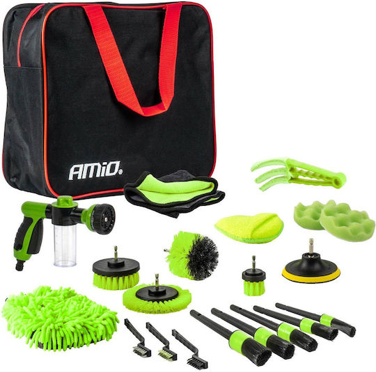 Amio Polishing Cleaning Brushes Set 21pcs Drill Bag Green Color Amio 21 pcs