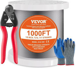 Vevor Καλώδιο Ανοξείδωτο T316 1/8" 7x7 1000 Ft Κάγκελα Bxggssbxg3163wg03v0 Vevor Καλώδιο Ανοξείδωτο T316 1/8" 7x7 1000 Ft Κάγκελα Bxggssbxg3163wg03v0
