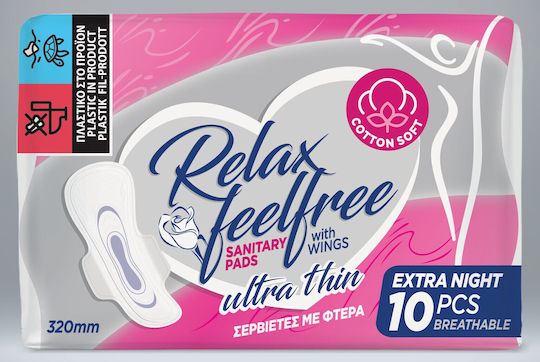 Nannys Ultra Thin Cotton Soft Hygienepads mit Flügeln Nacht 10Stück